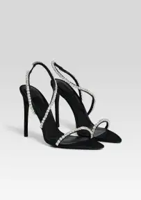 Erminia Embellished Sandal(Black/Crystal,36)