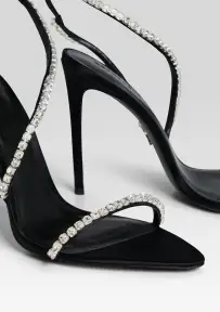 Erminia Embellished Sandal(Black/Crystal,36)