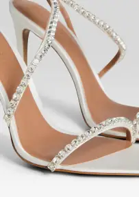 Erminia Embellished Sandal(White/Crystal,36)