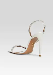 Erminia Embellished Sandal(White/Crystal,36)