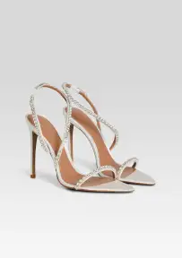 Erminia Embellished Sandal(White/Crystal,36)