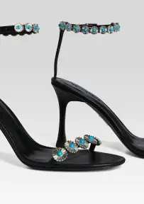Felice Embellished Heel(Black/Turquoise,36)