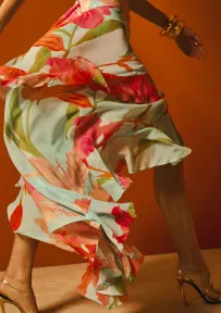 Samara Silk Chiffon Dress(Aqua Primavera,XXS)
