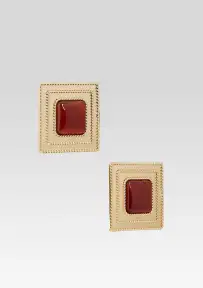 Umbriana Gemstone Earrings - Red/Gold