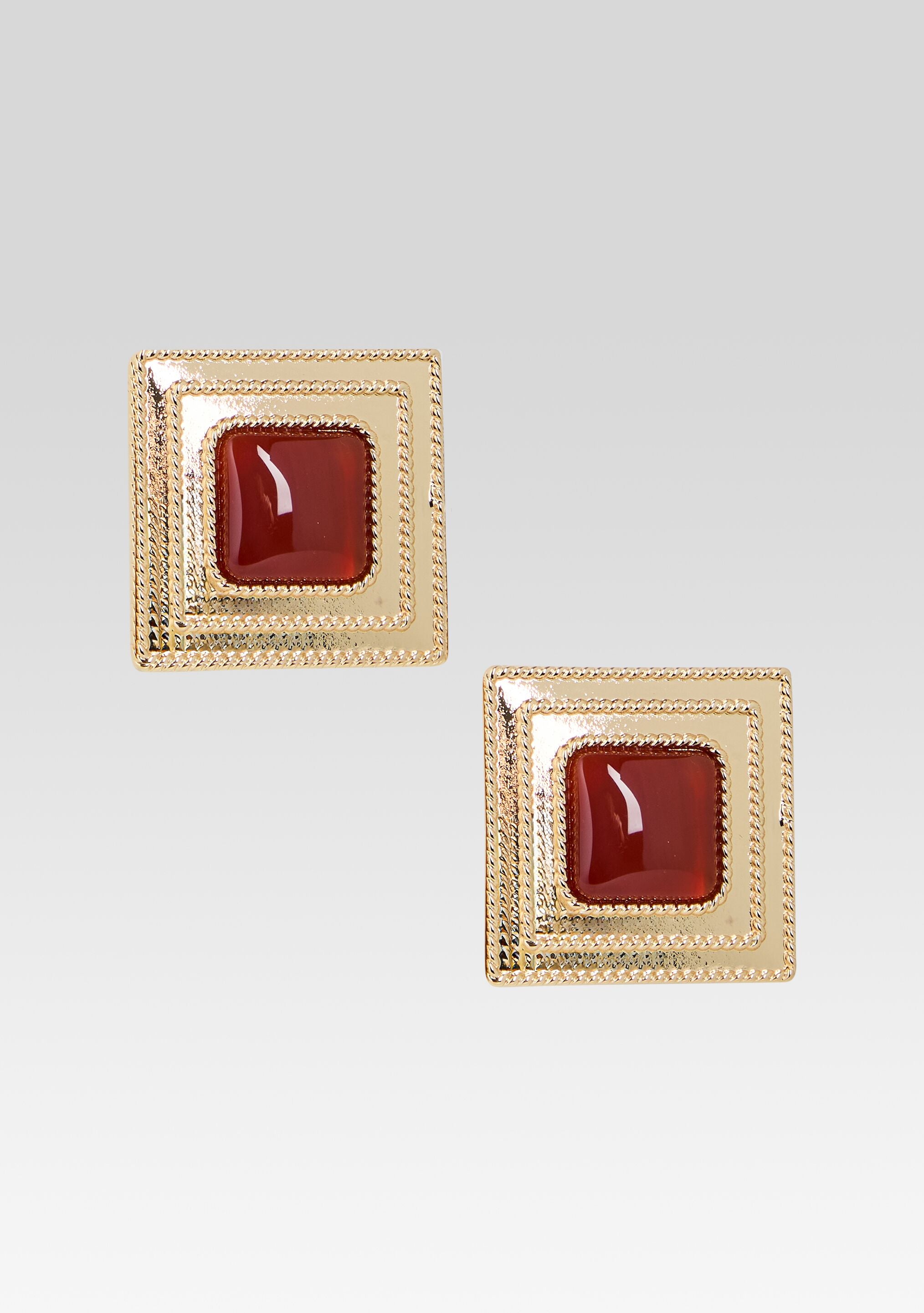 Umbriana Gemstone Earrings - Red/Gold