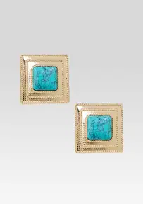 Umbriana Turquoise Earrings - Turquoise/Gold