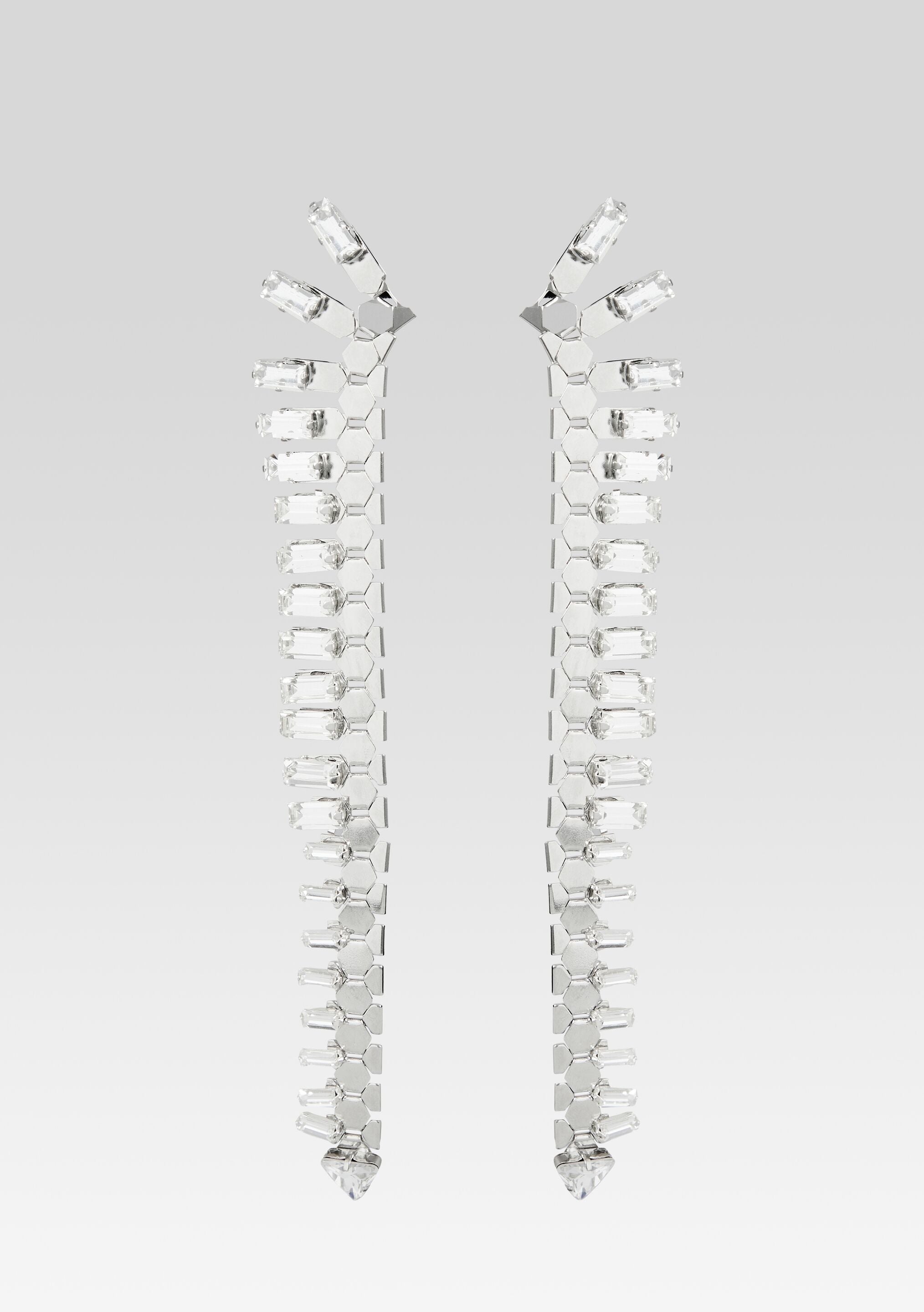 Snake Skin Crystal Earrings - Silver