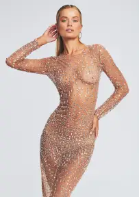 Vinci Sequin Dress(Silver/Nude,XXS)