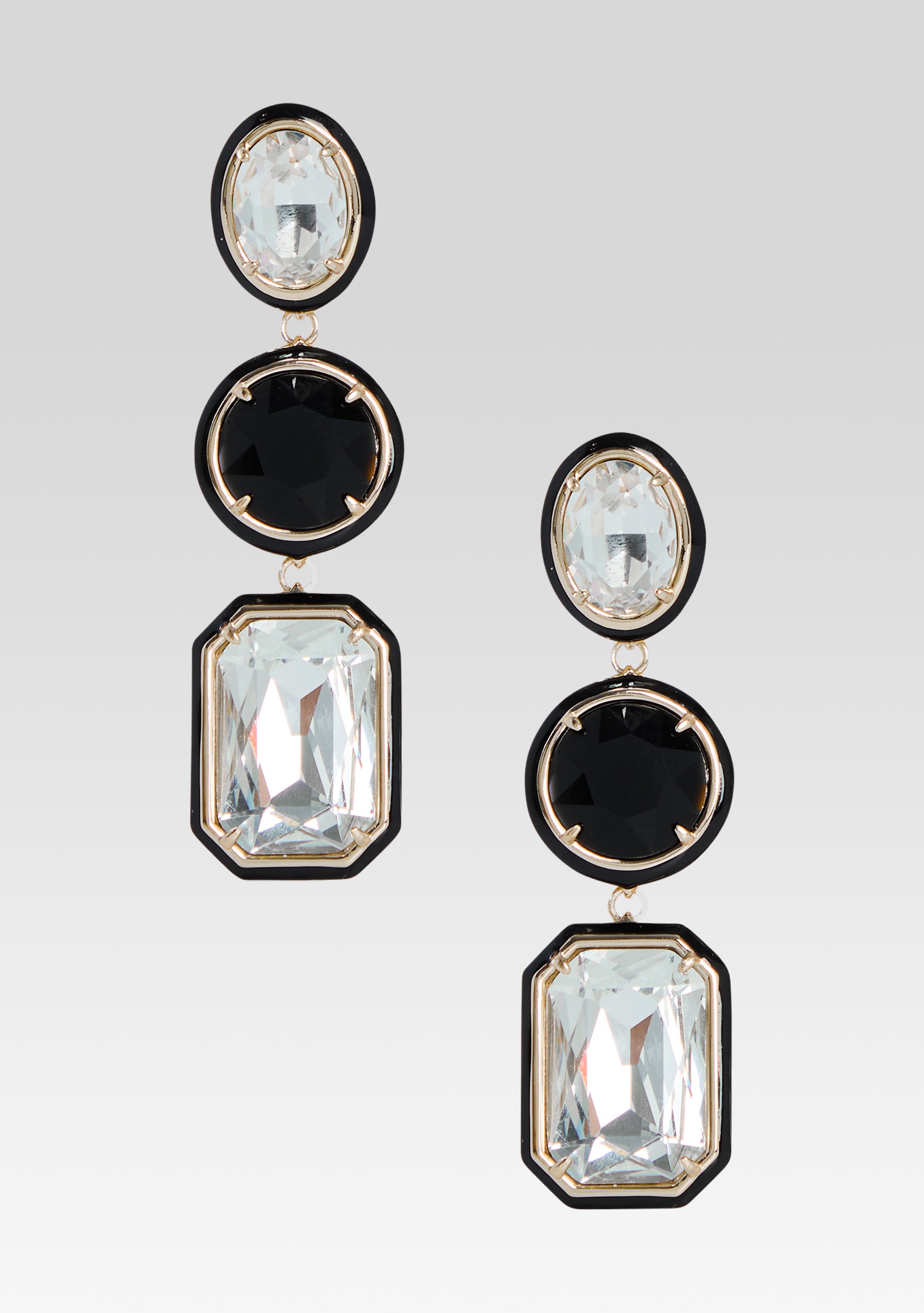 Camille Gemstone Drop Earrings - Black