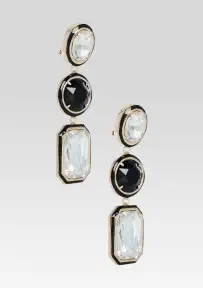 Camille Gemstone Drop Earrings - Black