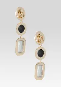 Camille Gemstone Drop Earrings - Black
