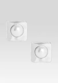 Nikki Pearl Earrings - Silver with Pearl