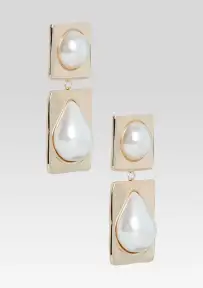 Savannah Pearl Drop Earrings - Gold
