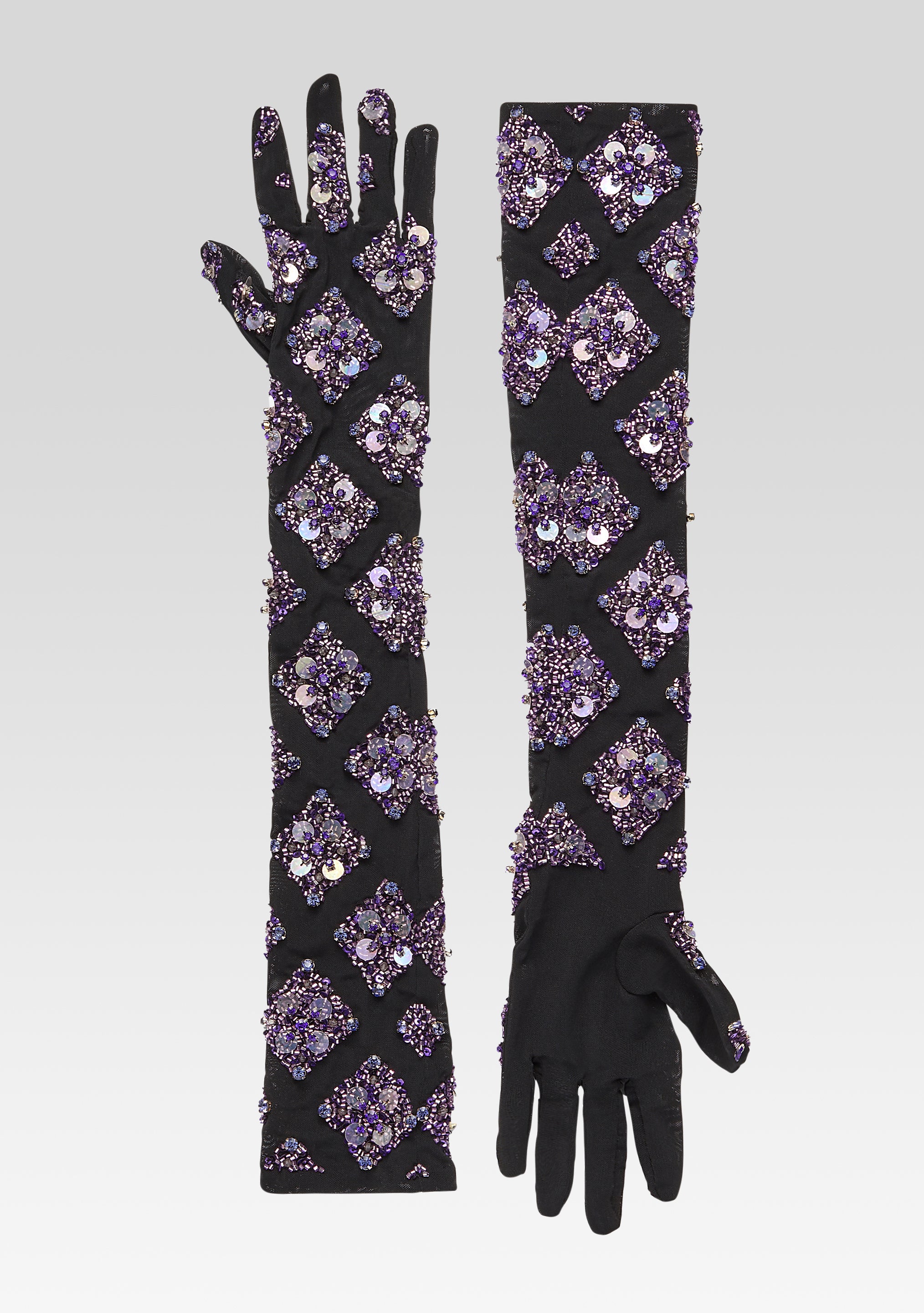 Jamie Sequin Gloves - Black/Purple