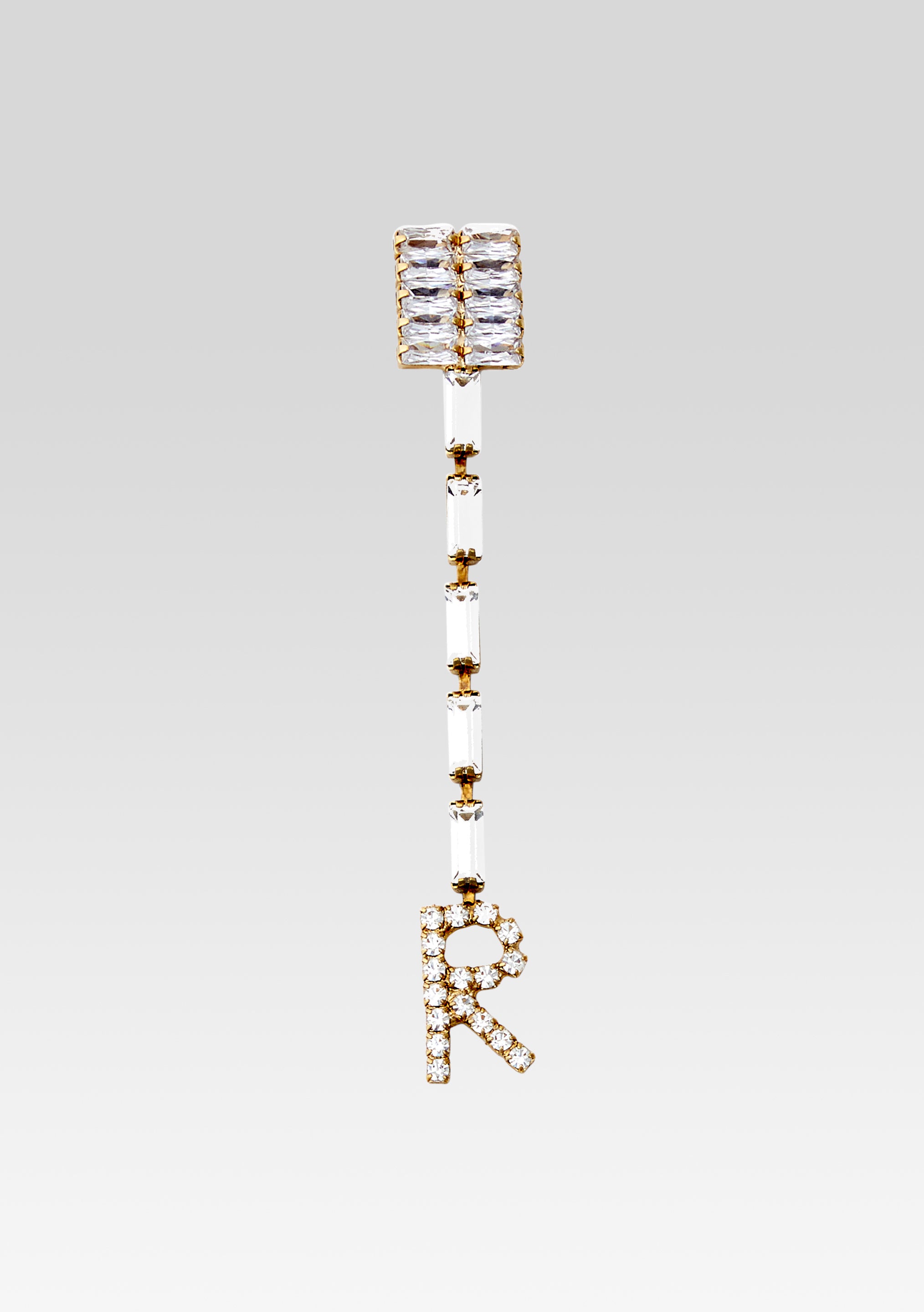 Lara Block Crystal Letter Drop Earring