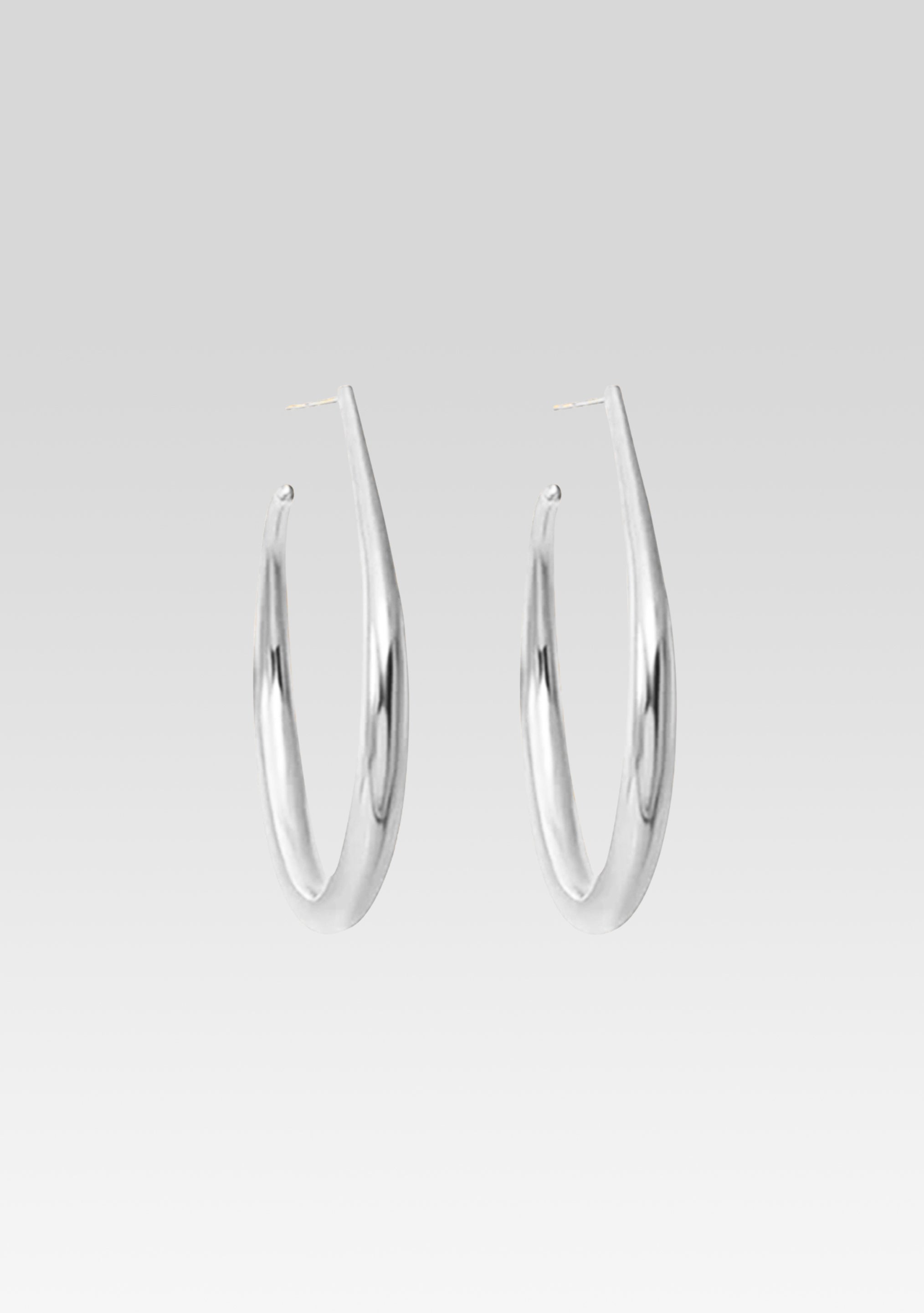 Large Moon Hoop Earrings - Silver