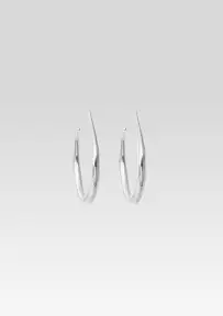 Small Moon Hoop Earrings - Silver