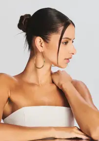 Large Moon Hoop Earrings - Gold