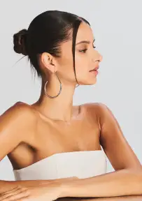 Large Moon Hoop Earrings - Silver
