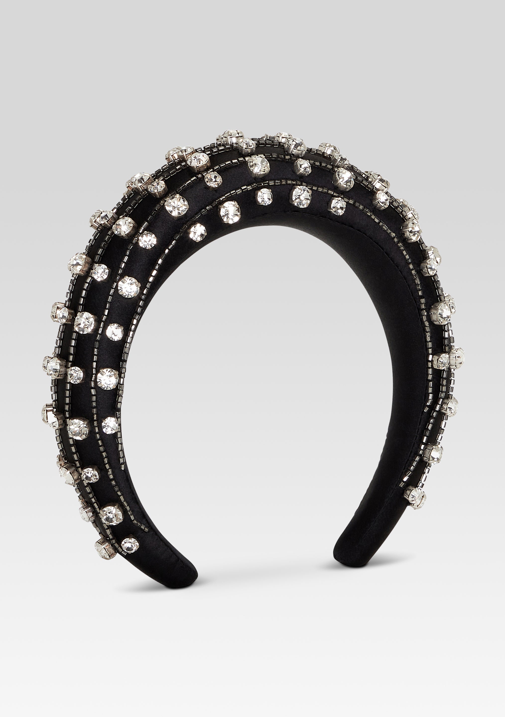 Marnie Chunky Crystal Headband - Clear-Silver/Black