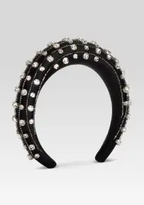 Marnie Chunky Crystal Headband - Clear-Silver/Black