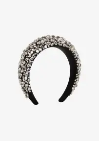 Marnie Chunky Crystal Headband - Clear Black