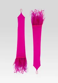 Penny Feather Gloves - Neon Pink