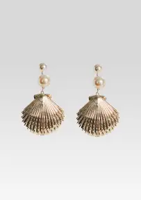 Perla Earrings - Shiny Gold/White