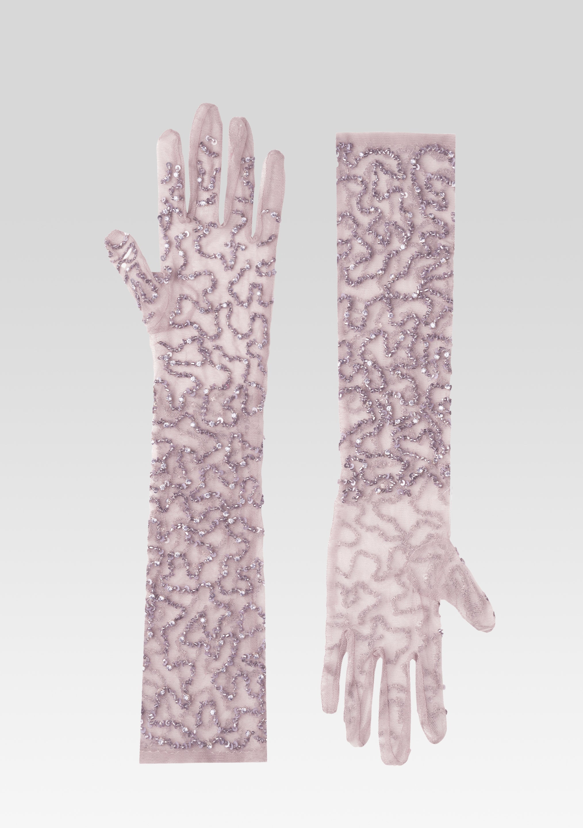 Poppy Sequin Gloves - Mink Grey