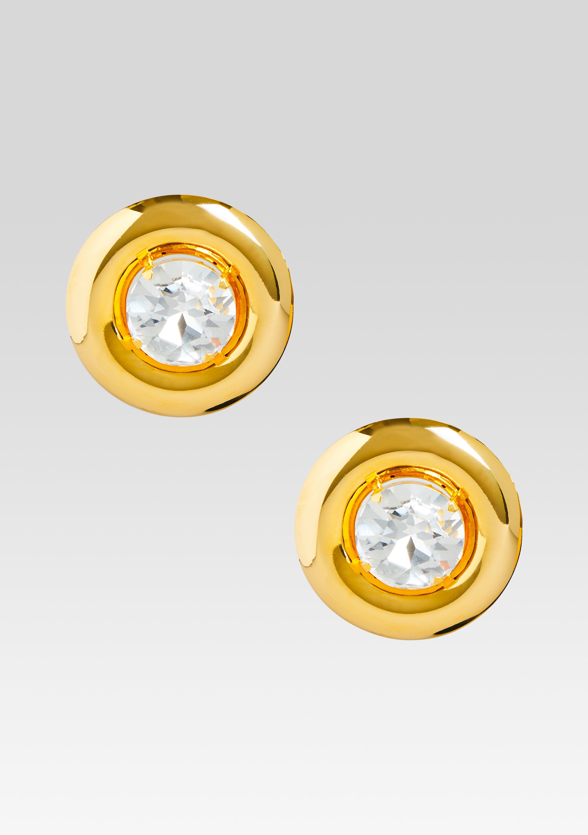 Round Earrings with Crystals - Gold
