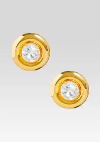 Round Earrings with Crystals - Gold
