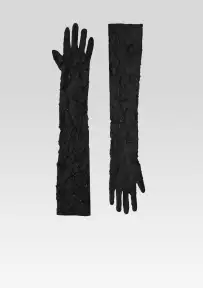 Royce Embellished Lace Gloves - Black