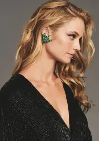 Crystal Clip Earrings - Dark Green