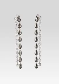 Tyde Crystal Shell Drop Earrings - Silver