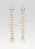 Bimini Crystal Fish Bone Earrings - Gold