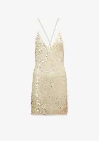 Elliana Sequin Crochet Dress(Ivory Gold Silver,XS/S)