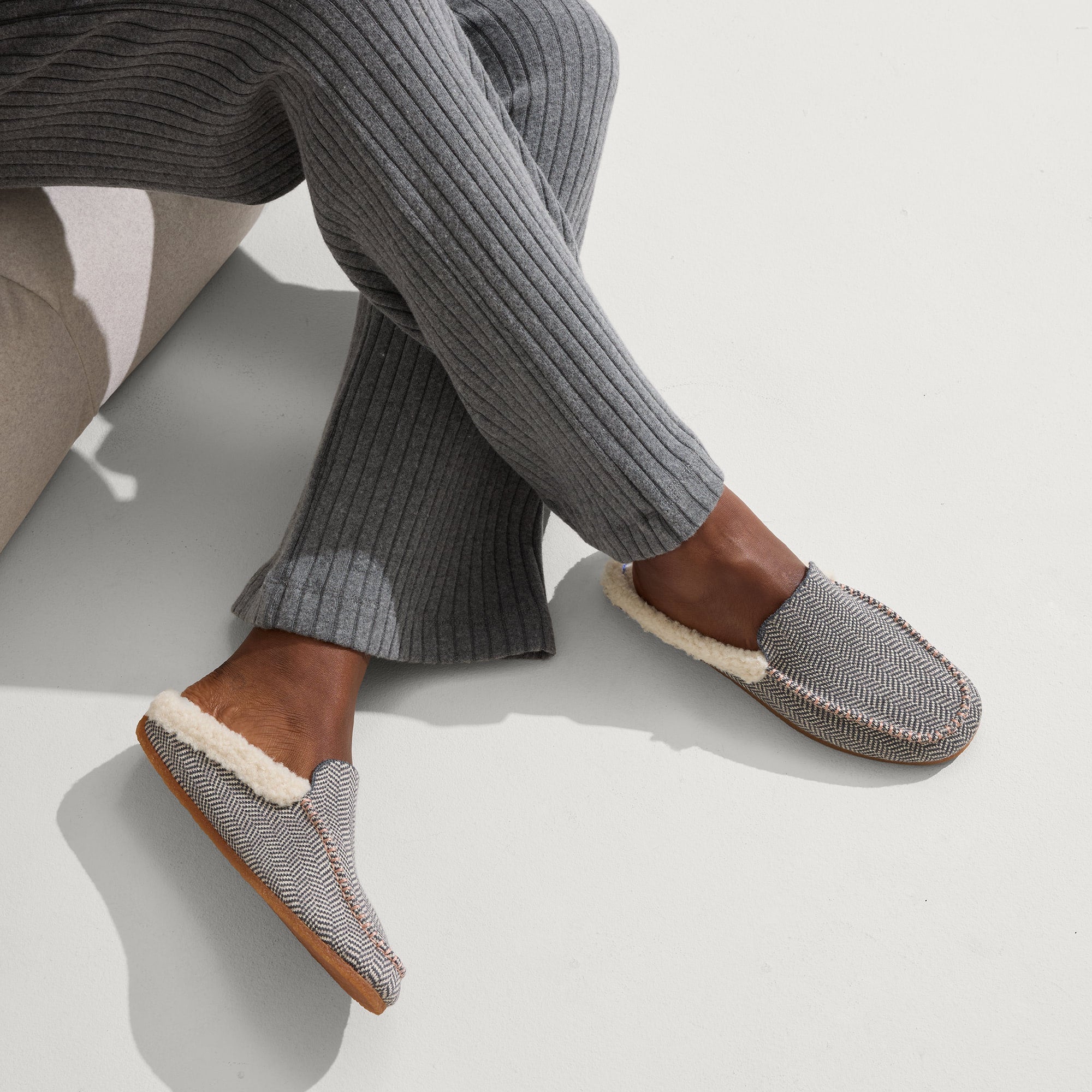 The Scuff Slipper - Grey Herringbone(Grey Herringbone,5)