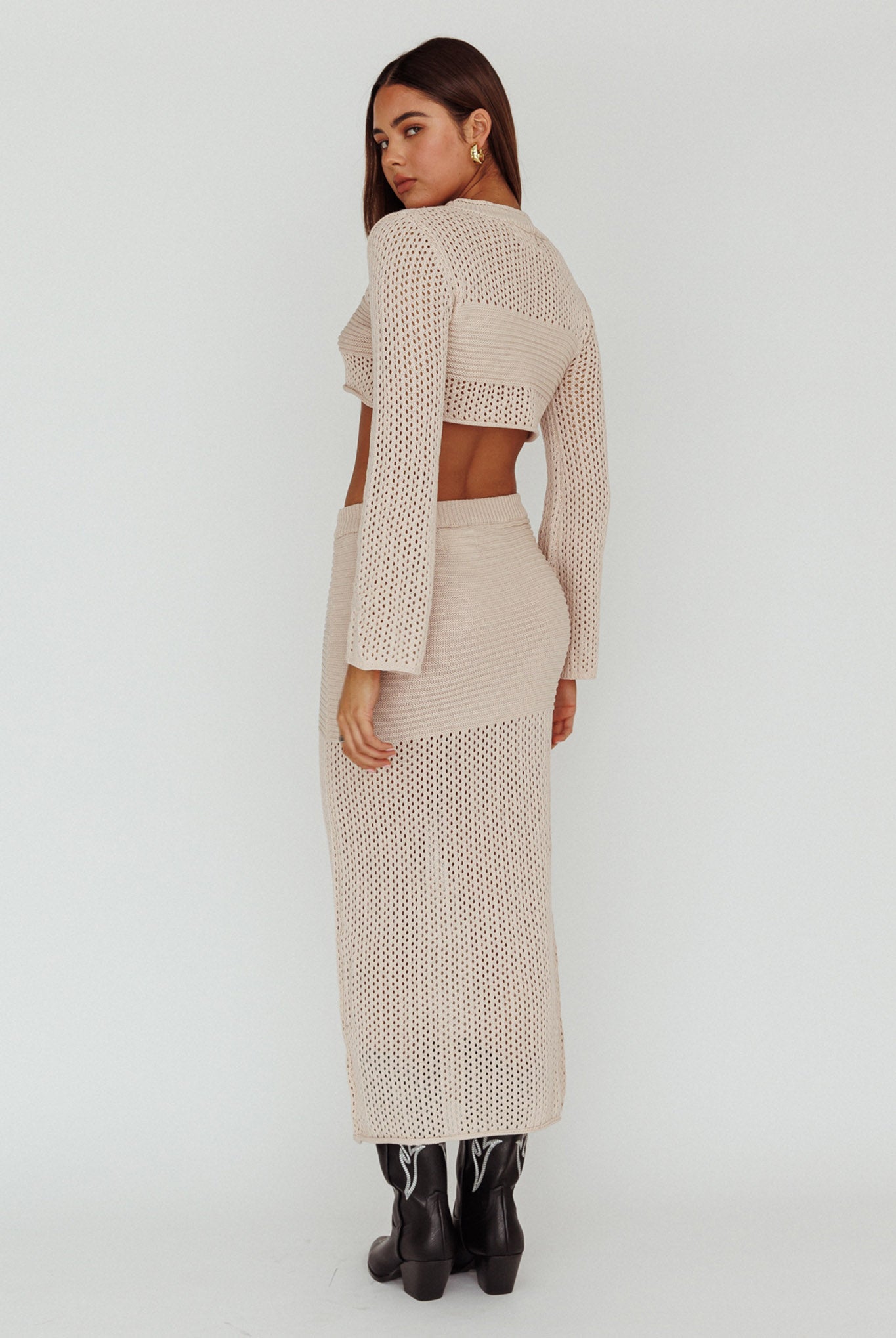 Bayside Crochet Midi Skirt Beige(XS)
