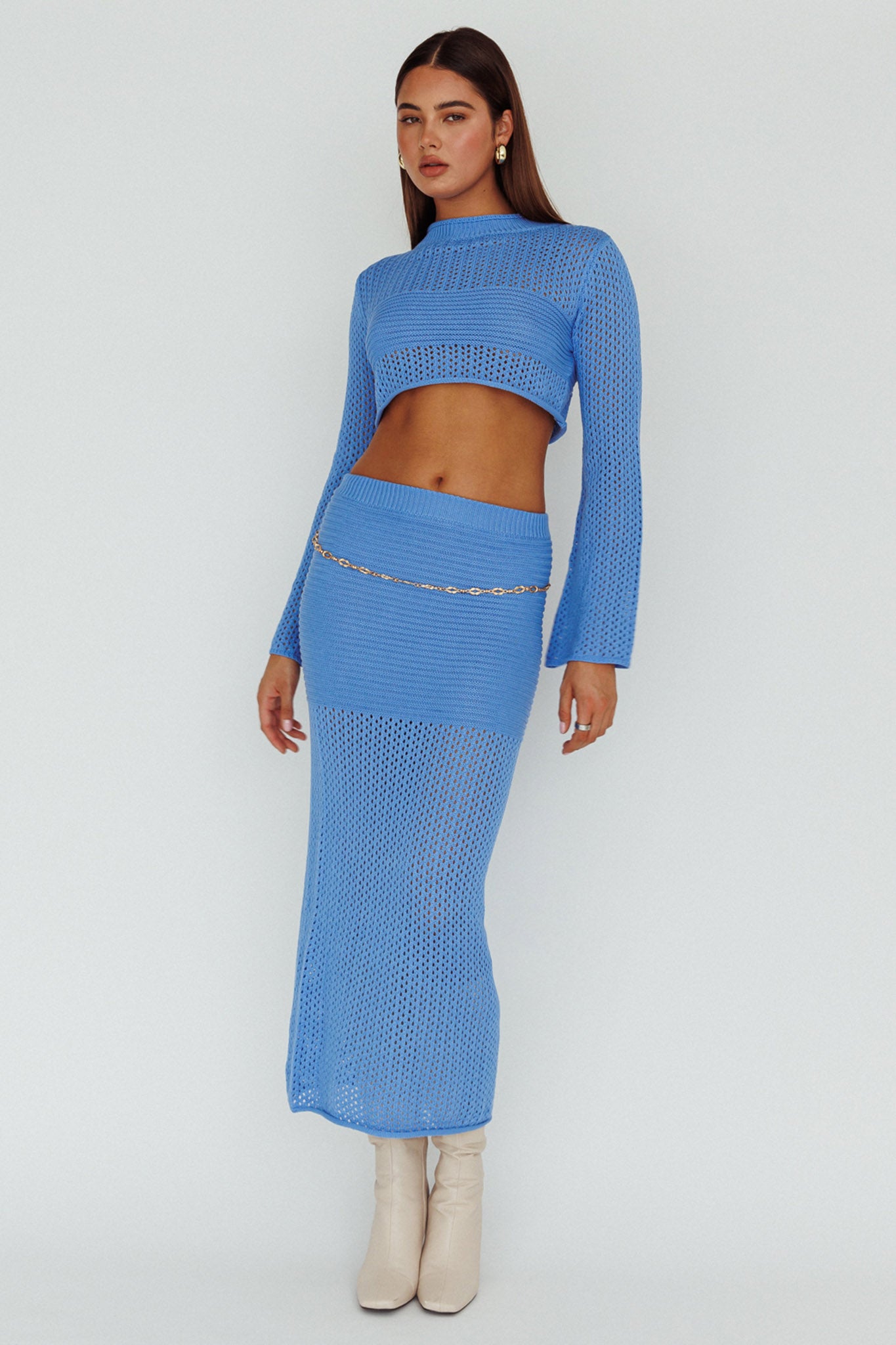 Bayside Crochet Midi Skirt Ocean(XS)