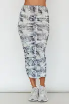 Blue Moons Ruched Midi Skirt Indigo Denim(XS)