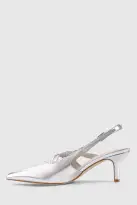 VERALi Zedd Point Toe Kitten Heels Silver Metallic(36)