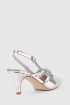 VERALi Zedd Point Toe Kitten Heels Silver Metallic(36)