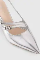 VERALi Zedd Point Toe Kitten Heels Silver Metallic(36)