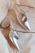 VERALi Zedd Point Toe Kitten Heels Silver Metallic(36)