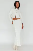 Angelica Side Button-Up Midi Skirt White(XS)