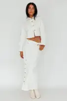 Angelica Side Button-Up Midi Skirt White(XS)