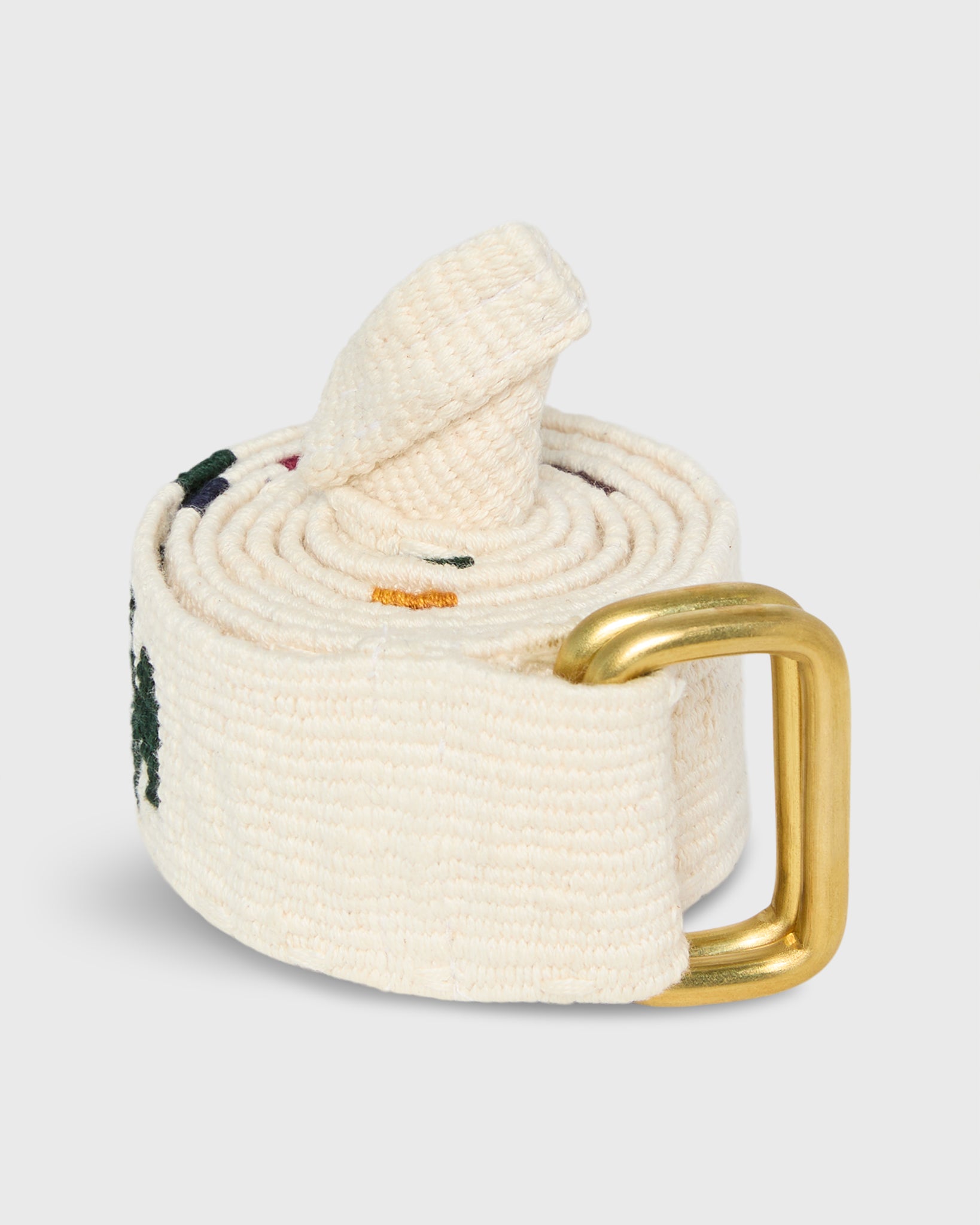 Hand-Loomed D-Ring Belt in Bone Tribal
