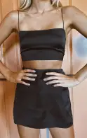 Tucker Top ~ Black Luxe Satin(XS)