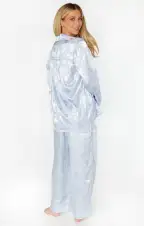 Classic Cropped PJ Set ~ Blue Floral Silky(XXS)