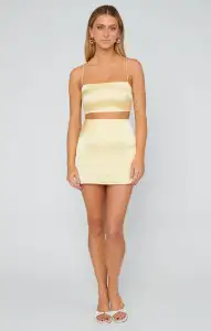 All Night Skort ~ Pale Yellow Luxe Satin(XS)